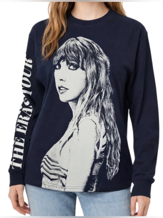 Taylor Swift Tops - Taylor Swift The Eras Tour Graphic Long Sleeve Tee Navy Blue Size XS
